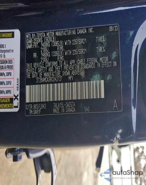 2024 Lexus Rx 350 Base from USA, damaged, VIN 2T2BAMCA3RC042727